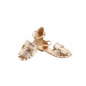 NEW RAG COMPANY women's noori metallic fringe flat sandals in gold